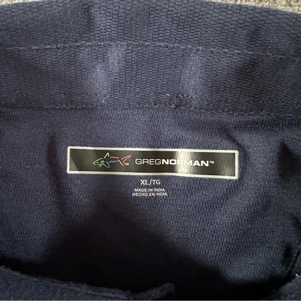 Greg Norman Performance Polo Shirt Mens XLT Navy Long Sleeve Shark Logo Golf Top - Picture 3 of 6